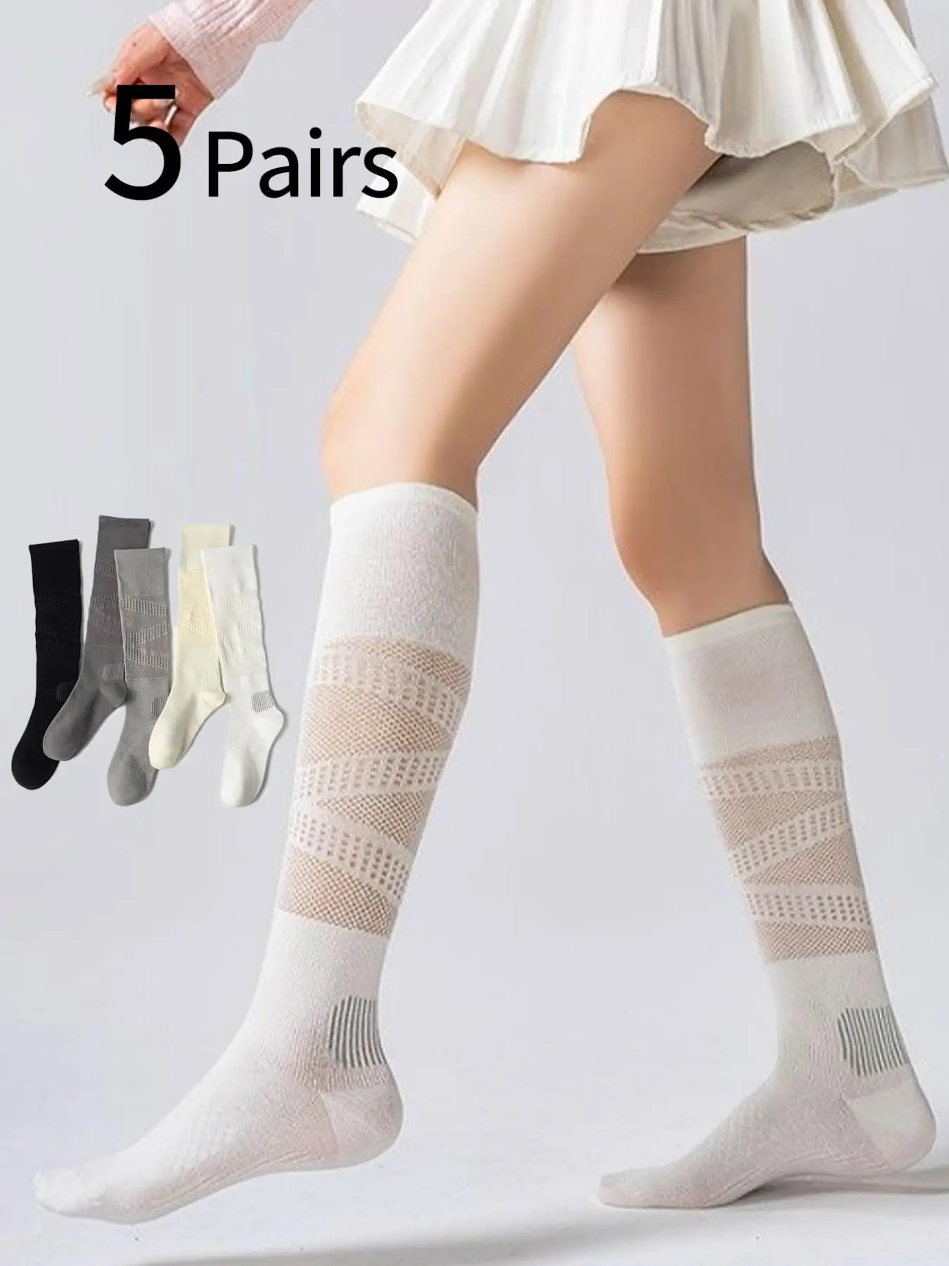Badminton Ina - 5 Pairs Women's Sports Socks, Athletic